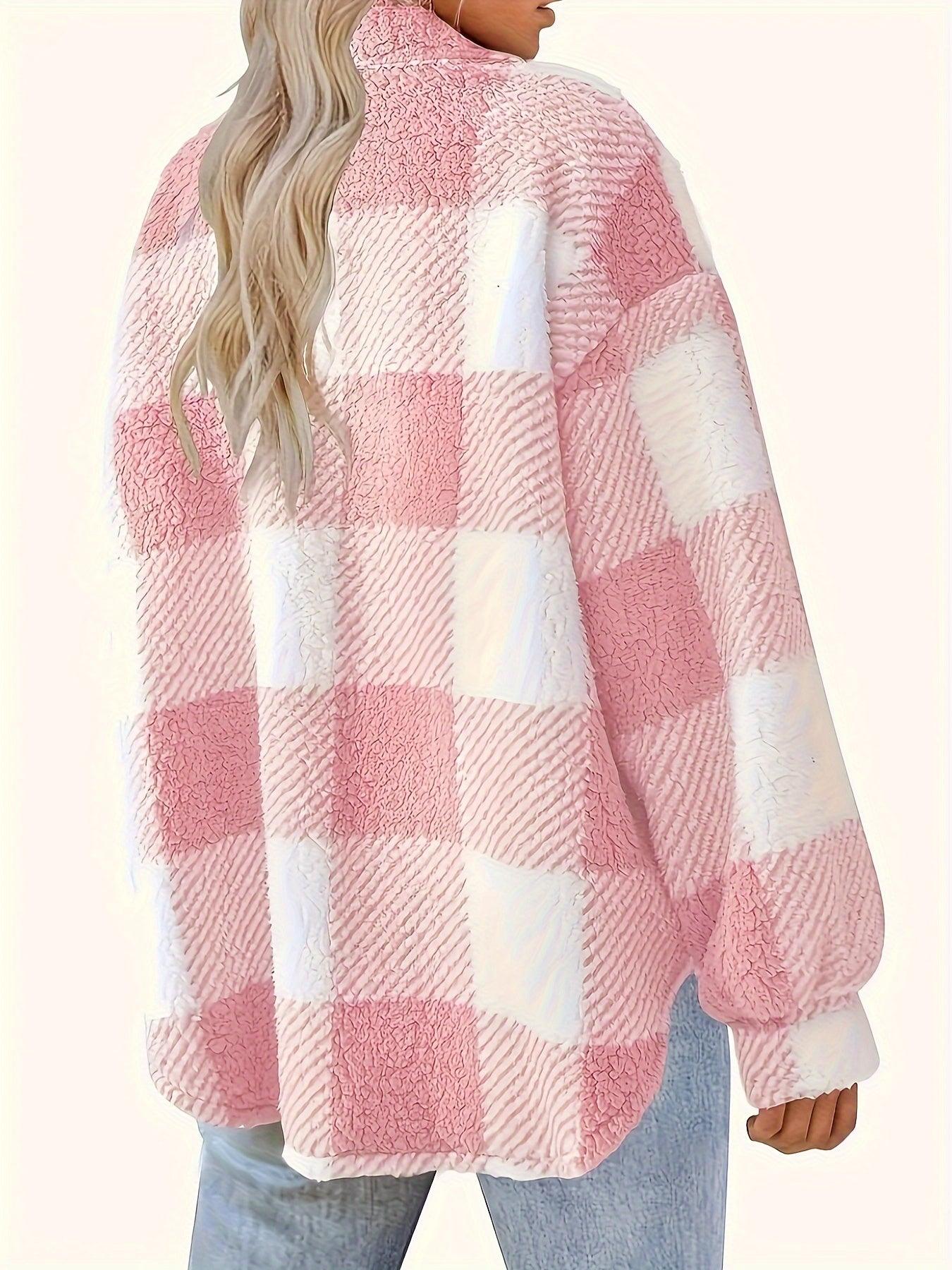 Stylish Plaid Fleece Jacket