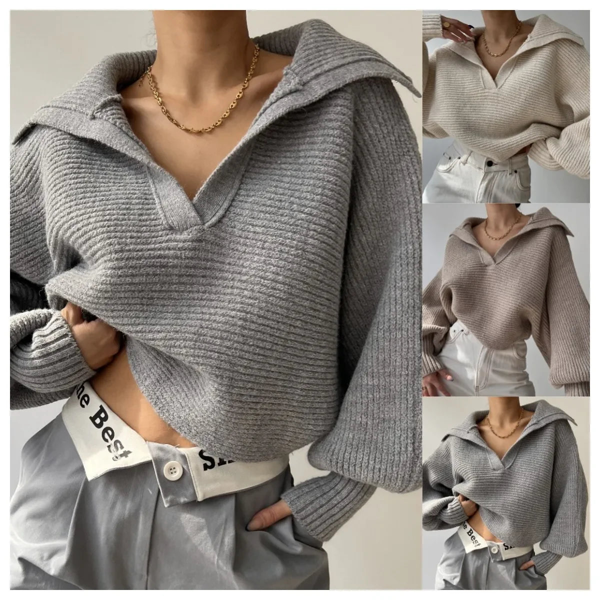 Dalizza™ Collar Long Sleeve Sweater