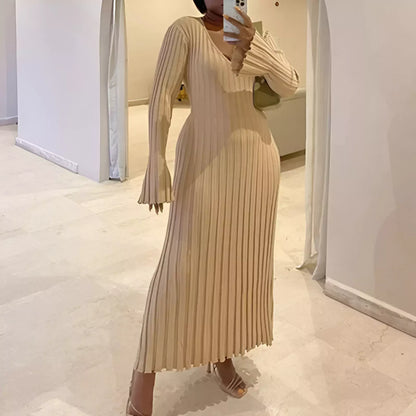 Dalizza™ Ribbed Knit Long Sleeve Maxi Dress