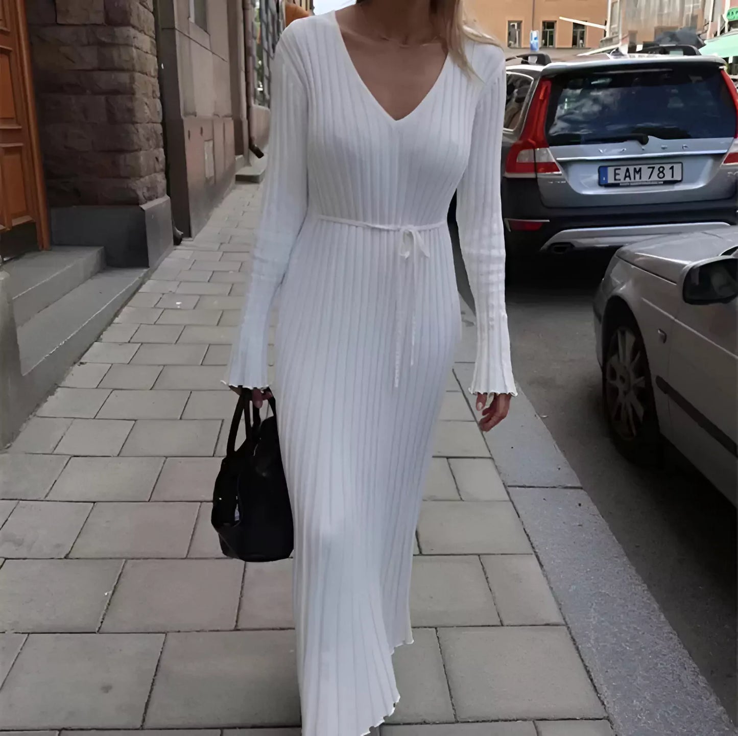 Dalizza™ Ribbed Knit Long Sleeve Maxi Dress