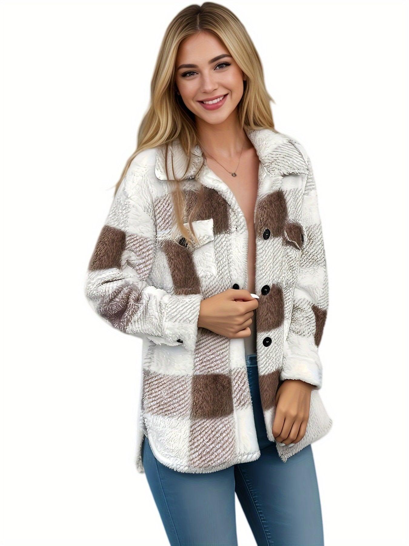 Stylish Plaid Fleece Jacket