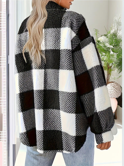 Stylish Plaid Fleece Jacket